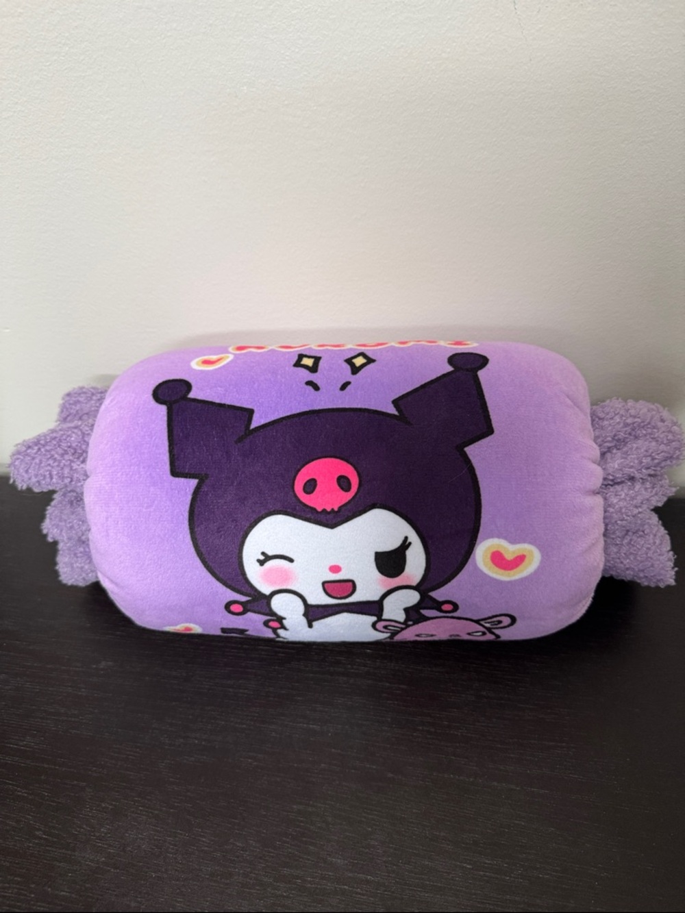 Sanrio Kuromi Lavender and Dark Purple Plush Roll Pillow
